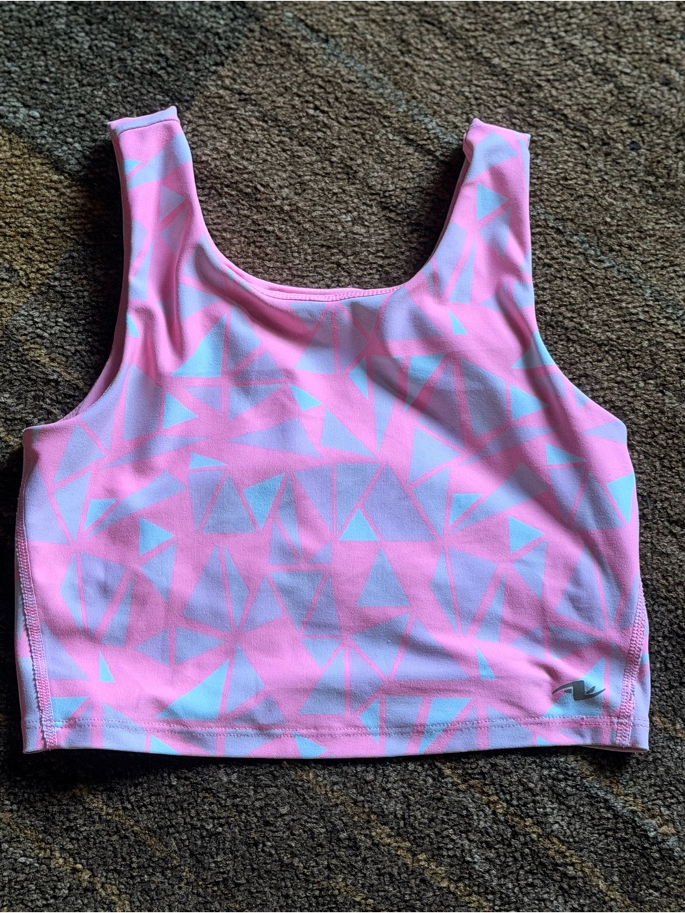Athletic Works Pink Swim Rashguard Top with Light Blue Geometric Print